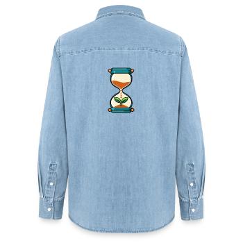 Sanduhrwachstum: Sämlingswachstum - Frauen Jeanshemd Organic von Stanley/Stella - verwaschenes Hellblau - Hinten - AI Model Female 172 light (172cm)