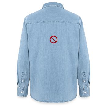 Interdit T-Shirt Cadeau Humour - Chemise en denim femme bio Stanley/Stella - bleu clair délavé - Dos - AI Model Female 172 light (172cm)