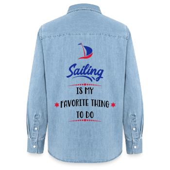 sailing - Women’s Organic Denim Shirt by Stanley/Stella - light wash - Back - AI Model Female 172 light (172cm)