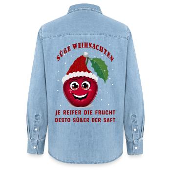 Süße Kirsche - Frauen Jeanshemd Organic von Stanley/Stella - verwaschenes Hellblau - Hinten - AI Model Female 172 light (172cm)