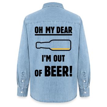 Oh mon cher – je n’ai plus de bière ! (Ale Lager / POS 2C) - Chemise en denim femme bio Stanley/Stella - bleu clair délavé - Dos - AI Model Female 172 light (172cm)