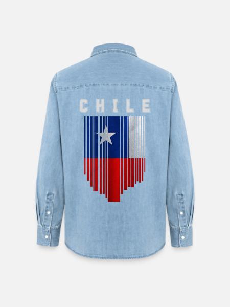 Flagge von Chile - Frauen Jeanshemd Organic von Stanley/Stella - verwaschenes Hellblau