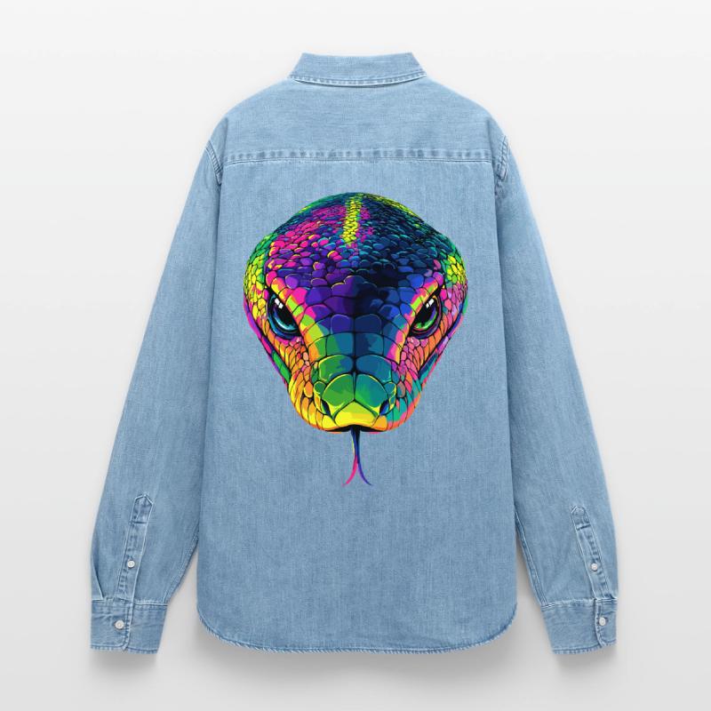 Snake Python Cobra Mamba Rattlesnake Snake Women’s Organic Denim Shirt by Stanley/Stella