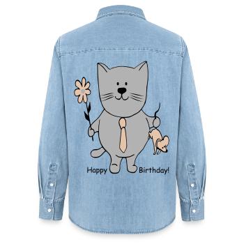 Happy Birthday - Frauen Jeanshemd Organic von Stanley/Stella - verwaschenes Hellblau - Hinten - AI Model Female 172 light (172cm)