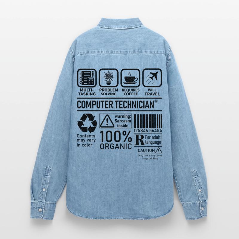 Computer Technician multi tasking problem solving Women’s Organic Denim Shirt by Stanley/Stella