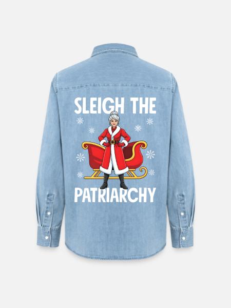 Sleigh The Patriarchy - Frauen Jeanshemd Organic von Stanley/Stella - verwaschenes Hellblau