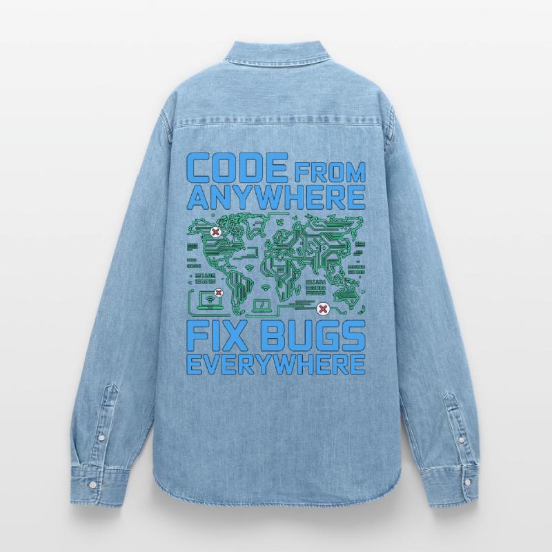 Remote Developer Code From Anywhere Remote Tech Women’s Organic Denim Shirt by Stanley/Stella