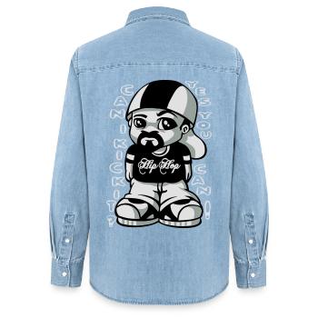 Hip Hop-Fan - Frauen Jeanshemd Organic von Stanley/Stella - verwaschenes Hellblau - Hinten - AI Model Female 172 light (172cm)