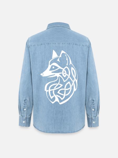 weißer Fuchs - Frauen Jeanshemd Organic von Stanley/Stella - verwaschenes Hellblau