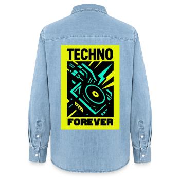 Techno pour toujours - Chemise en denim femme bio Stanley/Stella - bleu clair délavé - Dos - AI Model Female 172 light (172cm)