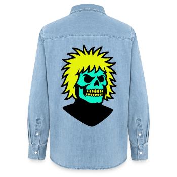 Skullman avec une coiffure cool - Chemise en denim femme bio Stanley/Stella - bleu clair délavé - Dos - AI Model Female 172 light (172cm)