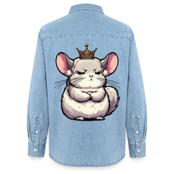 Chinchilla Chinchillas Propriétaire de chinchilla rongeur - Chemise en denim femme bio Stanley/Stella - bleu clair délavé - Dos - AI Model Female 172 light (172cm)