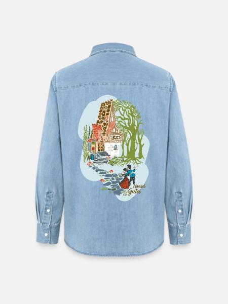 Hänsel und Gretel vor Hexenhaus - Frauen Jeanshemd Organic von Stanley/Stella - verwaschenes Hellblau