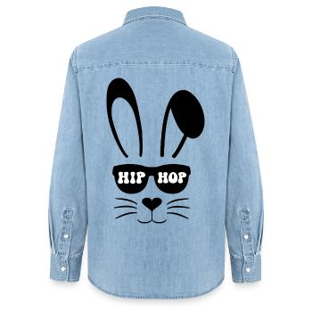 Hip Hop Hase - Frauen Jeanshemd Organic von Stanley/Stella - verwaschenes Hellblau - Hinten - AI Model Female 172 light (172cm)