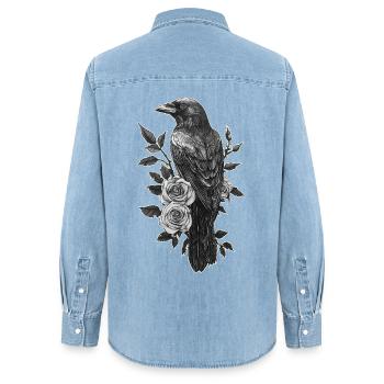 Rabe - Frauen Jeanshemd Organic von Stanley/Stella - verwaschenes Hellblau - Hinten - AI Model Female 172 light (172cm)