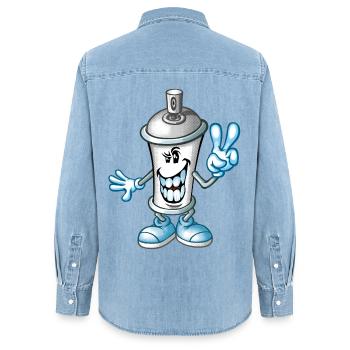 Bombe de peinture cartoon - Chemise en denim femme bio Stanley/Stella - bleu clair délavé - Dos - AI Model Female 172 light (172cm)