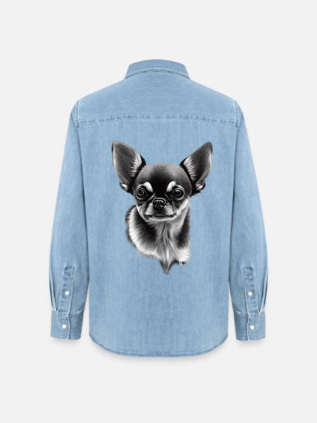 Chihuahua Kurzhaar - Frauen Jeanshemd Organic von Stanley/Stella - verwaschenes Hellblau