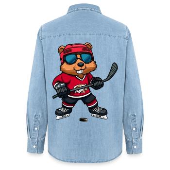 Hockey sur glace des Beavers - Chemise en denim femme bio Stanley/Stella - bleu clair délavé - Dos - AI Model Female 172 light (172cm)