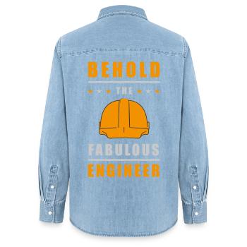 Fabelhafter Ingenieur Helm - Frauen Jeanshemd Organic von Stanley/Stella - verwaschenes Hellblau - Hinten - AI Model Female 172 light (172cm)