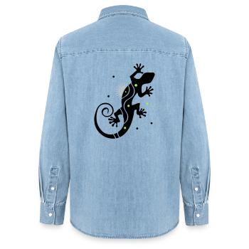 gecko - Chemise en denim femme bio Stanley/Stella - bleu clair délavé - Dos - AI Model Female 172 light (172cm)
