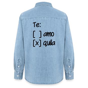 Wahl Te Amo oder Tequila - Frauen Jeanshemd Organic von Stanley/Stella - verwaschenes Hellblau - Hinten - AI Model Female 172 light (172cm)
