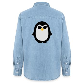 Pinguin - Frauen Jeanshemd Organic von Stanley/Stella - verwaschenes Hellblau - Hinten - AI Model Female 172 light (172cm)