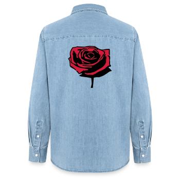 Rose rouge - Chemise en denim femme bio Stanley/Stella - bleu clair délavé - Dos - AI Model Female 172 light (172cm)