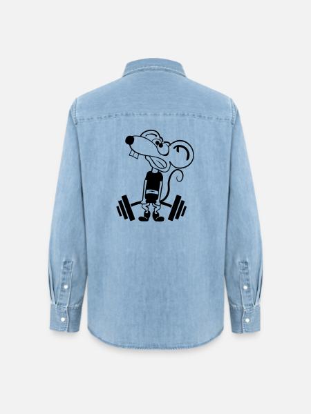 Pump Maus kontur 2c - Frauen Jeanshemd Organic von Stanley/Stella - verwaschenes Hellblau