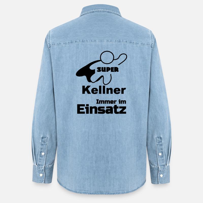 Super Kellner Geschenk - Frauen Jeanshemd Organic von Stanley/Stella - verwaschenes Hellblau