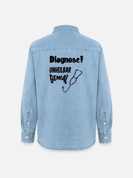 Diagnose? Unheilbar genial Geschenk Medizin - Frauen Jeanshemd Organic von Stanley/Stella - verwaschenes Hellblau