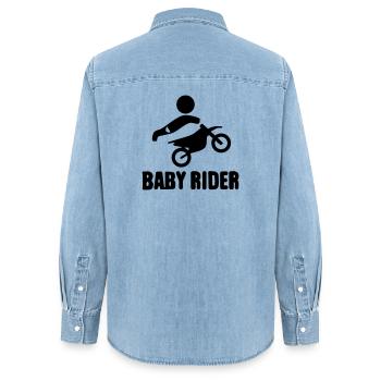 Baby Rider  - Frauen Jeanshemd Organic von Stanley/Stella - verwaschenes Hellblau - Hinten - AI Model Female 172 light (172cm)