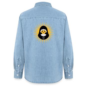 Nonne | Nun | Christ | Star - Women’s Organic Denim Shirt by Stanley/Stella - light wash - Back - AI Model Female 172 light (172cm)