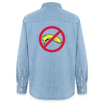 Banane verboten - Frauen Jeanshemd Organic von Stanley/Stella - verwaschenes Hellblau - Hinten - AI Model Female 172 light (172cm)
