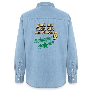 Schlager Party , Schlager Musik , Schlager Spaß - Frauen Jeanshemd Organic von Stanley/Stella - verwaschenes Hellblau - Hinten - AI Model Female 172 light (172cm)