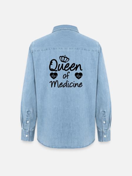 Queen of Medicine Medizin, Spruch, Geschenk - Frauen Jeanshemd Organic von Stanley/Stella - verwaschenes Hellblau