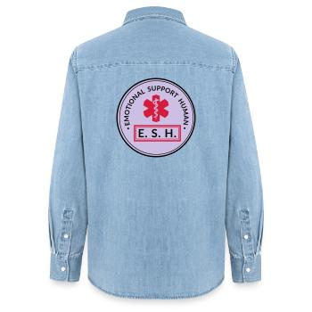 Emotional Support Human - Frauen Jeanshemd Organic von Stanley/Stella - verwaschenes Hellblau - Hinten - AI Model Female 172 light (172cm)