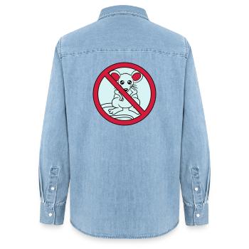 signe interdit a barré pas de souris suess n - Chemise en denim femme bio Stanley/Stella - bleu clair délavé - Dos - AI Model Female 172 light (172cm)