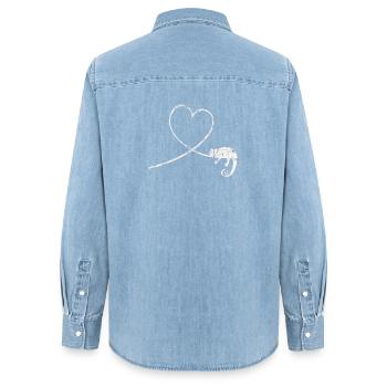 Chamäleon Reptil Terrarientier Haustier Geschenk - Frauen Jeanshemd Organic von Stanley/Stella - verwaschenes Hellblau - Hinten - AI Model Female 172 light (172cm)