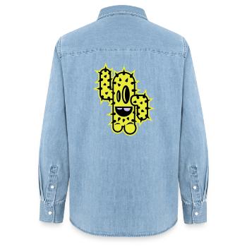kaktus high five comic - Frauen Jeanshemd Organic von Stanley/Stella - verwaschenes Hellblau - Hinten - AI Model Female 172 light (172cm)