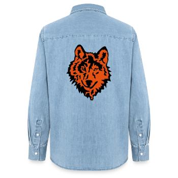wolf raubtier natur - Frauen Jeanshemd Organic von Stanley/Stella - verwaschenes Hellblau - Hinten - AI Model Female 172 light (172cm)