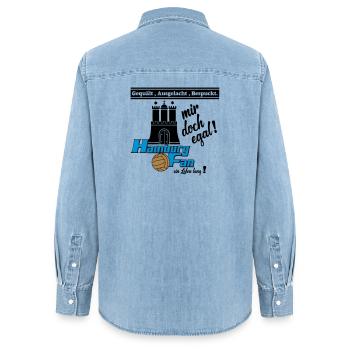 Hamburg , Tradition , Fußball , Fan Leben (25) - Frauen Jeanshemd Organic von Stanley/Stella - verwaschenes Hellblau - Hinten - AI Model Female 172 light (172cm)