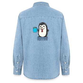 manchot - Chemise en denim femme bio Stanley/Stella - bleu clair délavé - Dos - AI Model Female 172 light (172cm)