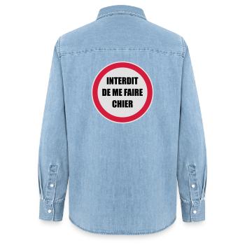 Interdit de me faire chier - Râler Räleur Râleuse - Chemise en denim femme bio Stanley/Stella - bleu clair délavé - Dos - AI Model Female 172 light (172cm)