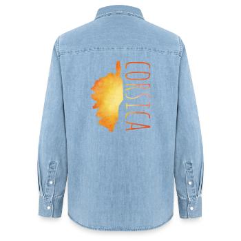 Corse - Chemise en denim femme bio Stanley/Stella - bleu clair délavé - Dos - AI Model Female 172 light (172cm)