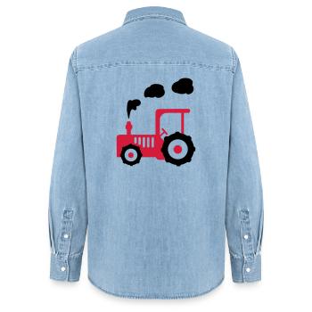 tractor - Women’s Organic Denim Shirt by Stanley/Stella - light wash - Back - AI Model Female 172 light (172cm)