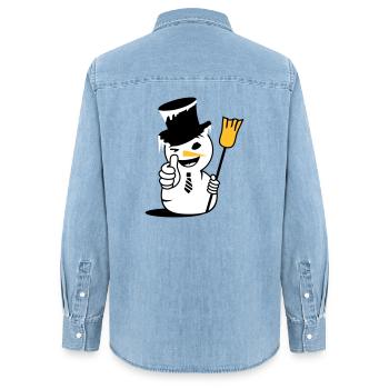 Un bonhomme de neige cool avec le pouce vers le haut - Chemise en denim femme bio Stanley/Stella - bleu clair délavé - Dos - AI Model Female 172 light (172cm)