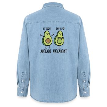 Avocado - Avocadon't - Frauen Jeanshemd Organic von Stanley/Stella - verwaschenes Hellblau - Hinten - AI Model Female 172 light (172cm)