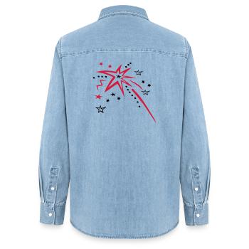 Feuerwerk mit vielen Sternen - Frauen Jeanshemd Organic von Stanley/Stella - verwaschenes Hellblau - Hinten - AI Model Female 172 light (172cm)