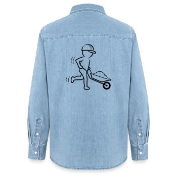 Bauarbeiter mit Schubkarre - Frauen Jeanshemd Organic von Stanley/Stella - verwaschenes Hellblau - Hinten - AI Model Female 172 light (172cm)