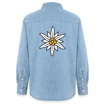 Edelweiss Bergblume Logo - Frauen Jeanshemd Organic von Stanley/Stella - verwaschenes Hellblau - Hinten - AI Model Female 172 light (172cm)